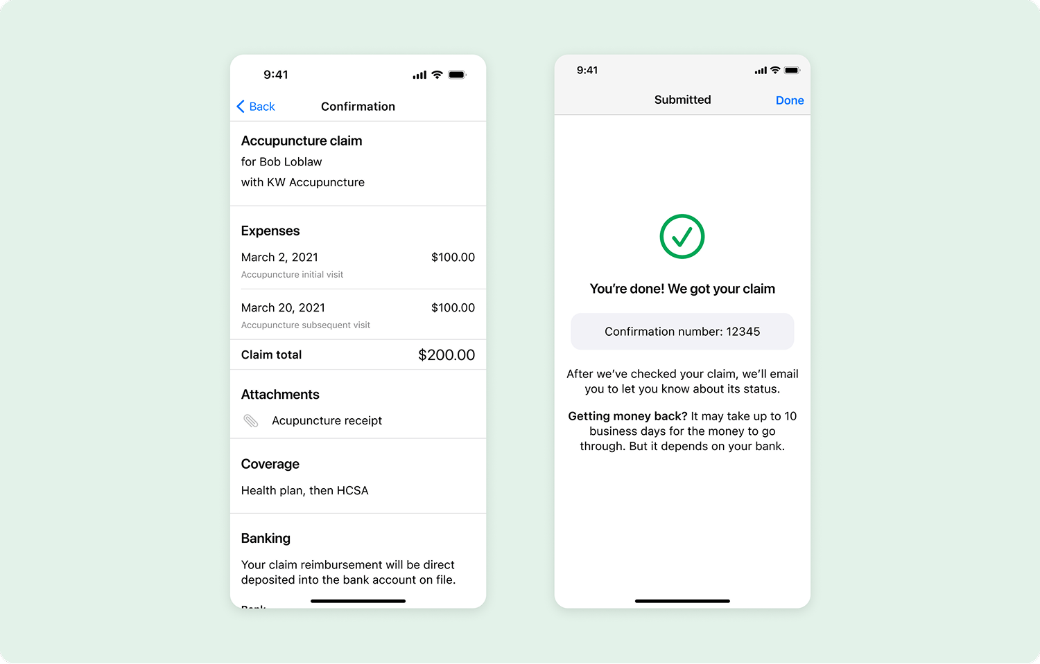 Claim form review step